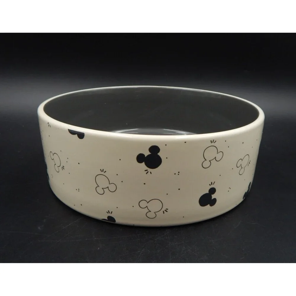 Disney Mickey Mouse Watercolor Silhouette Non-Skid Ceramic Pet Bowl 64 Oz Grey